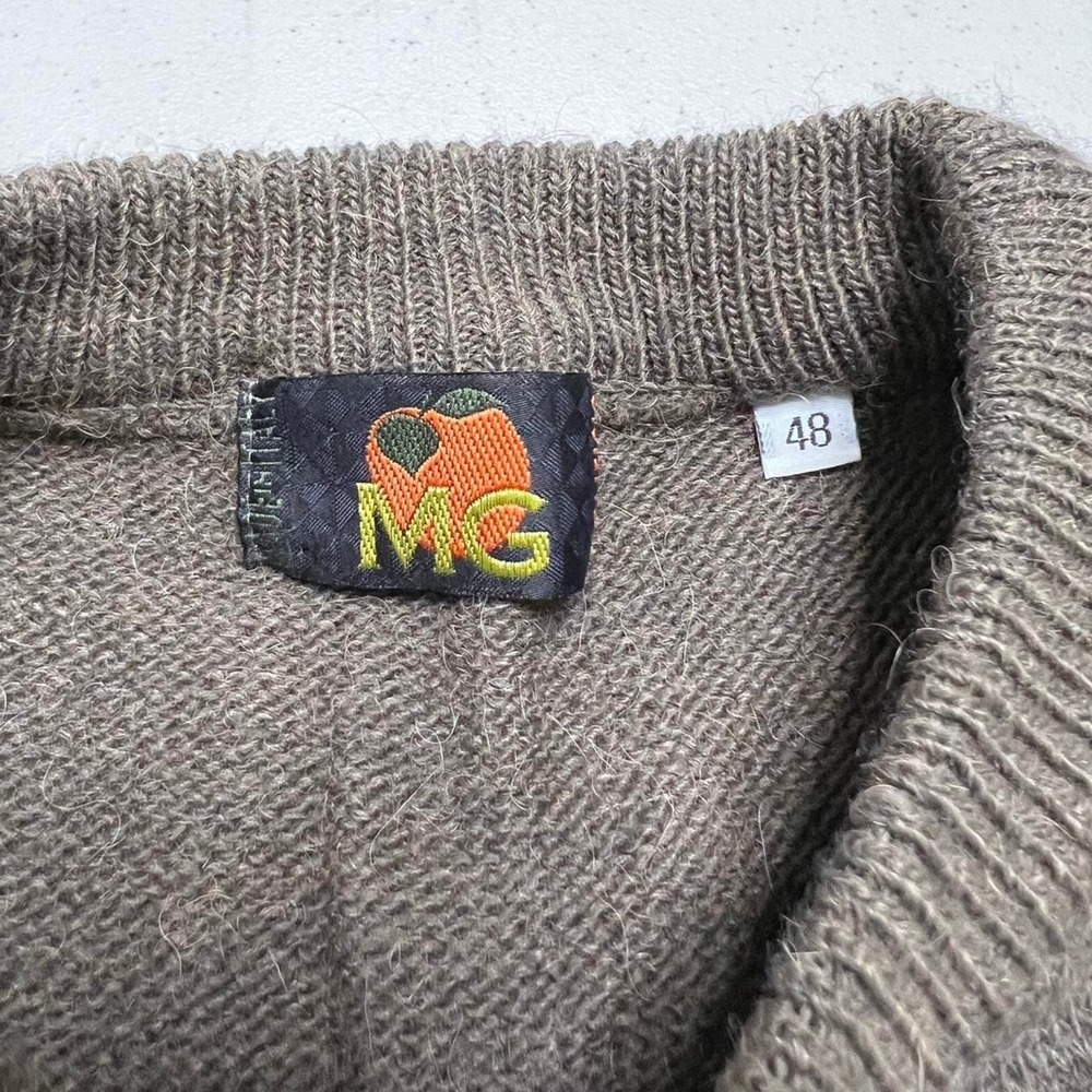 MG Sweater Mens 48 Brown Vintage Car Alpaca Wool Intarsia Knit Made in Italy - Picture 4 of 8